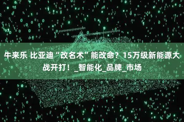 牛来乐 比亚迪“改名术”能改命?15万级新能源大战开打!_智能化_品牌_市场